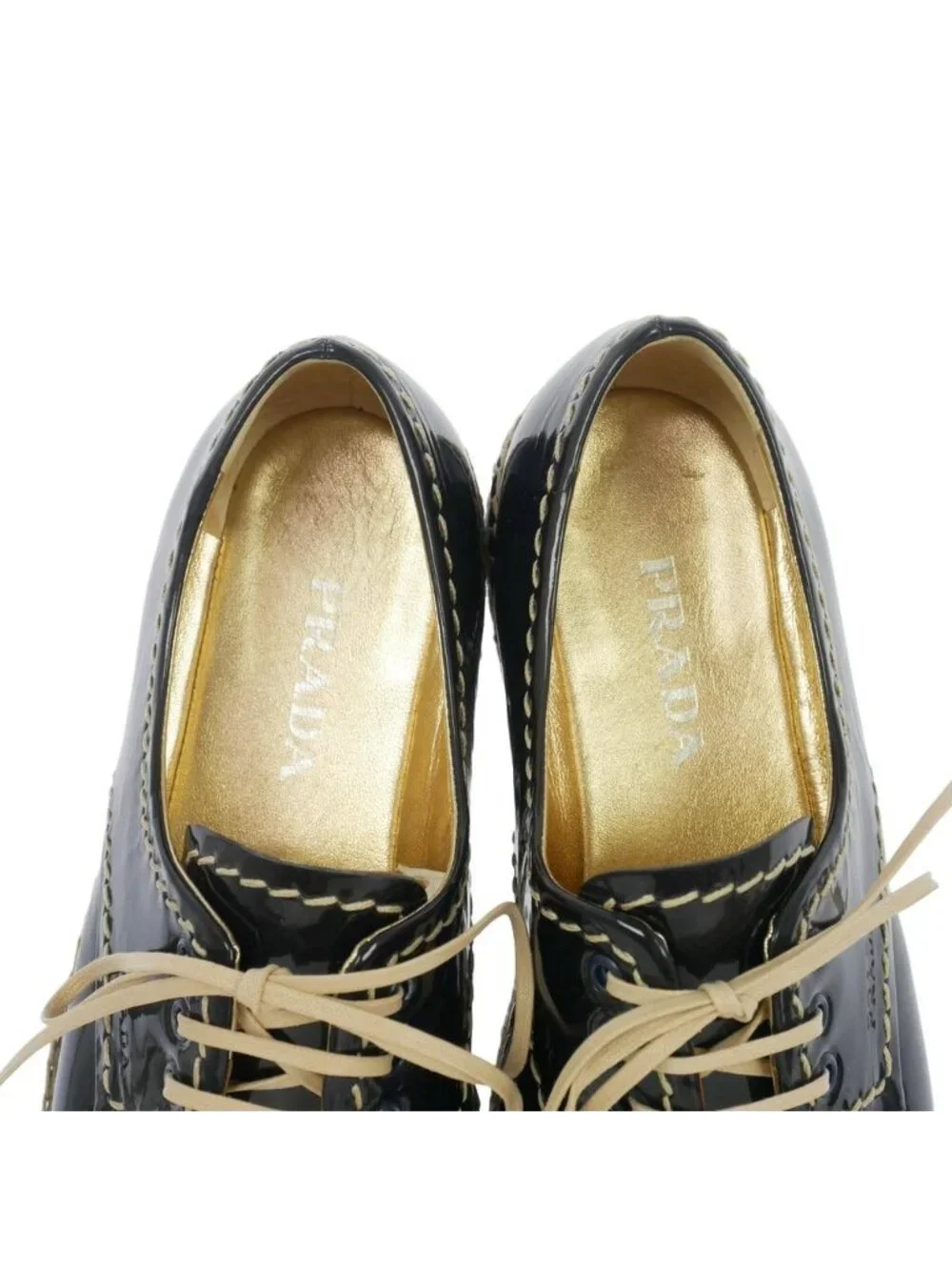 Prada Espadrilles Patent Leather Shoes Navy